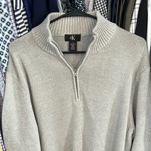 Calvin Klein - light gray, quarter-zip sweater. Barely worn!